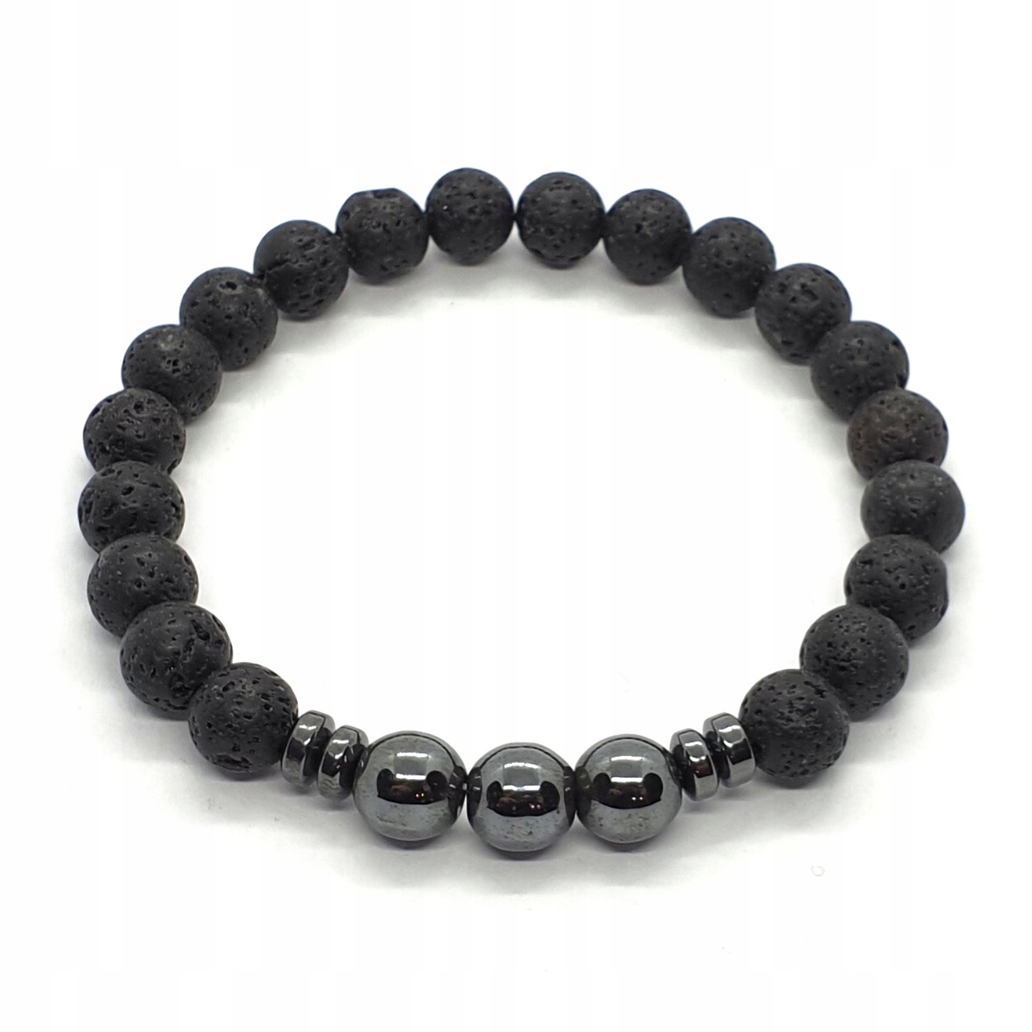 BRANSOLETKA MĘSKA Kamień Wulkaniczny Hematyt Marka Inna marka