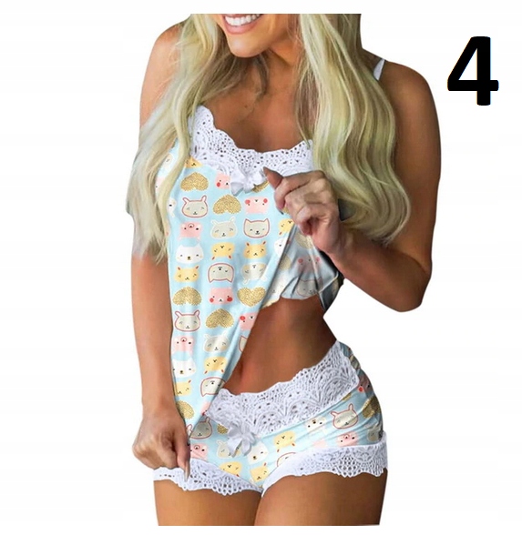 SEKSOWNA PIŻAMKA SATYNOWA KORONKA SPODENKI XL Rozmiar XL