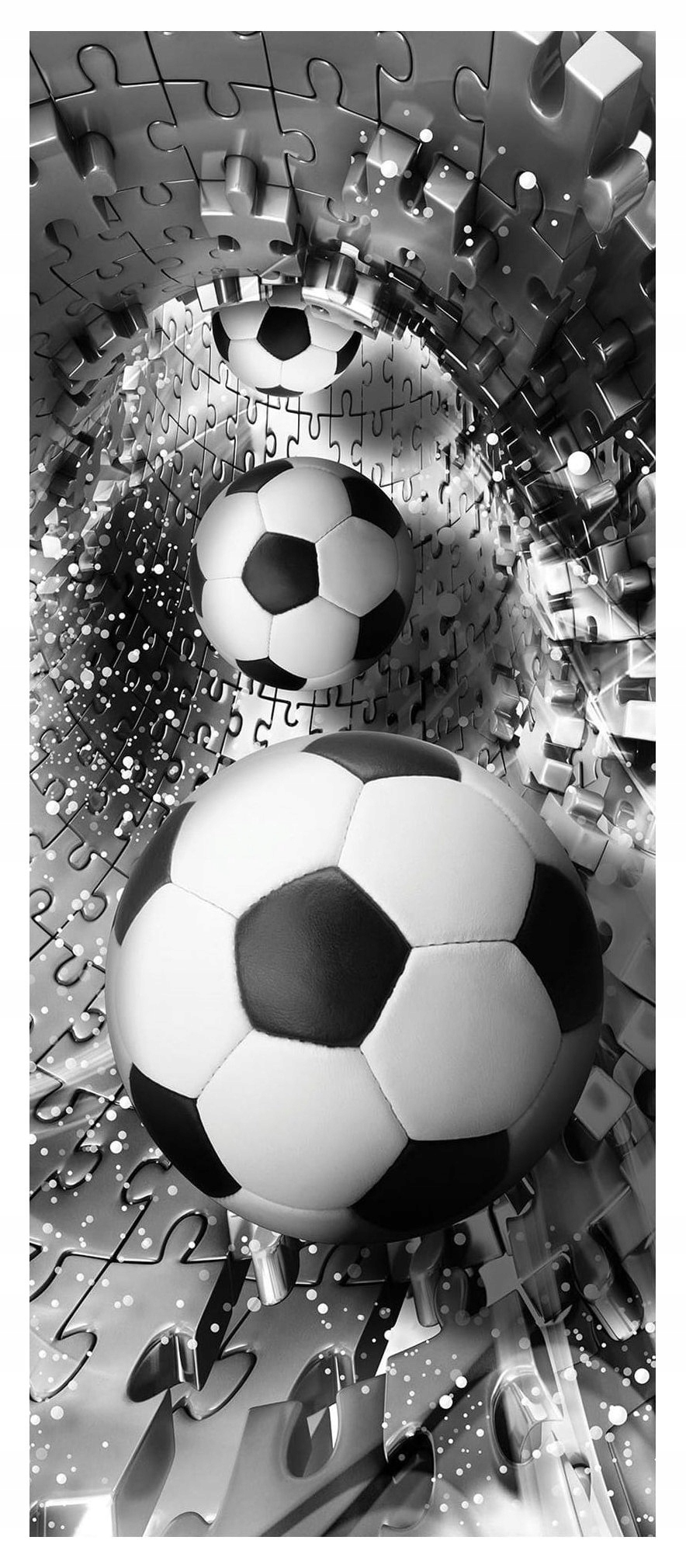 Samolepka Tapeta Fotbal Černobílá abstrakce 3D tunel perspektiva 91x211