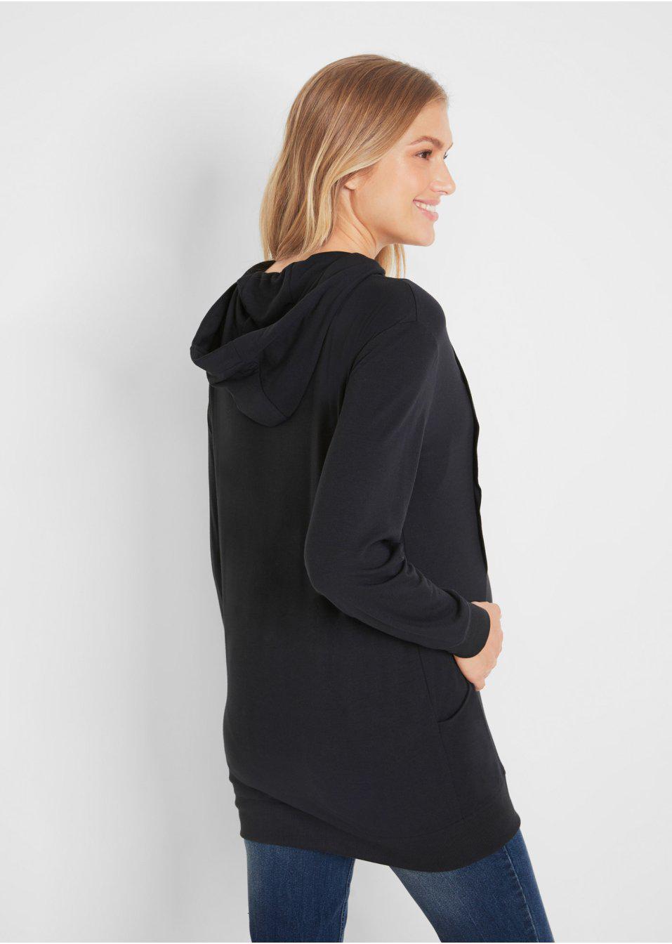 Bonprix wbx z ciążowa czarna do karmienia kapturem bluza S/M NH9 Kolor czarny