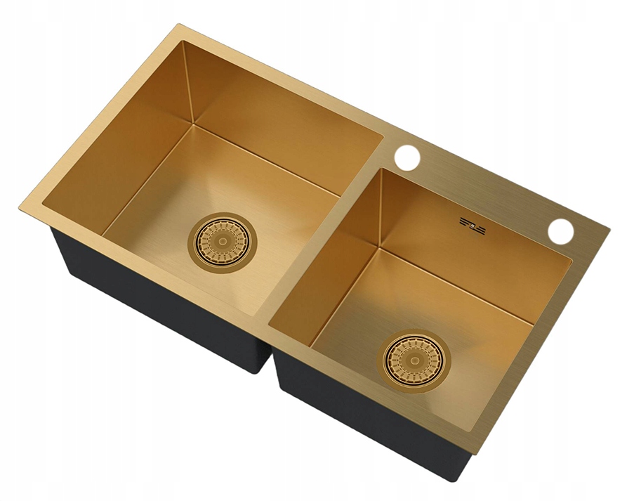 Oceľový Drez 2 Komory Zlatý Sifón Dávkovač Odkvapkávača BARI784