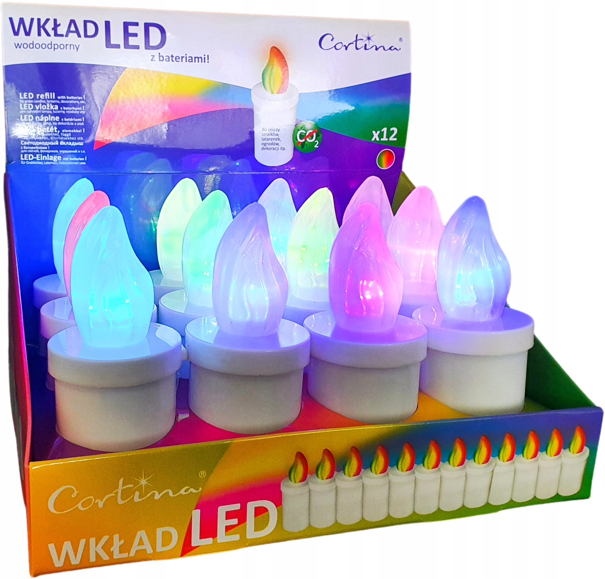 

Znicz Elektryczny Wkład Multikolor Grób 12szt Led