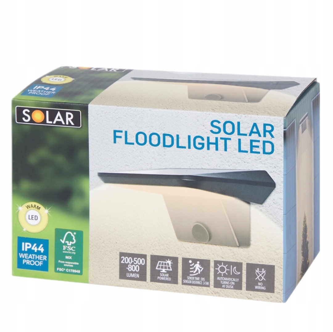 

Lampa Solarna Ścienna Led Czujnik Ruchu 800 Lum