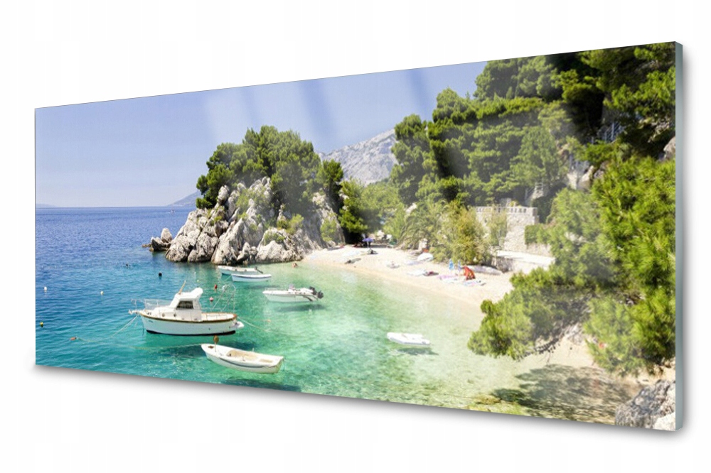 

Panel szklany do kuchni Morze Plaża Łodzie 125x50