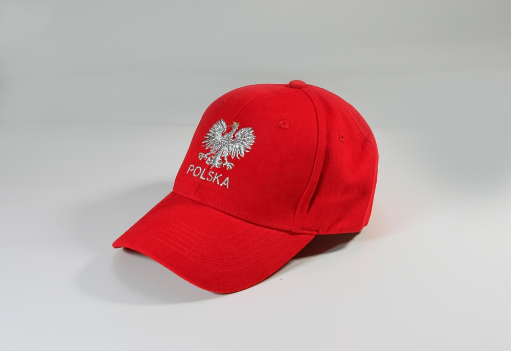 Czapka kibica bejsbolowa z orłem Polska czerwona
