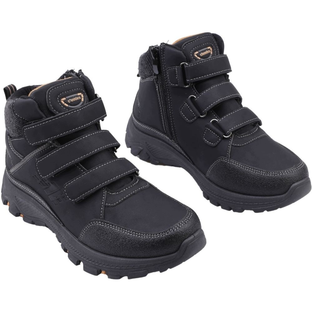 Buty Zimowe Chłopięce Rzepy Sportowe Suwaki Ocieplace Trapery Śniegowce R41