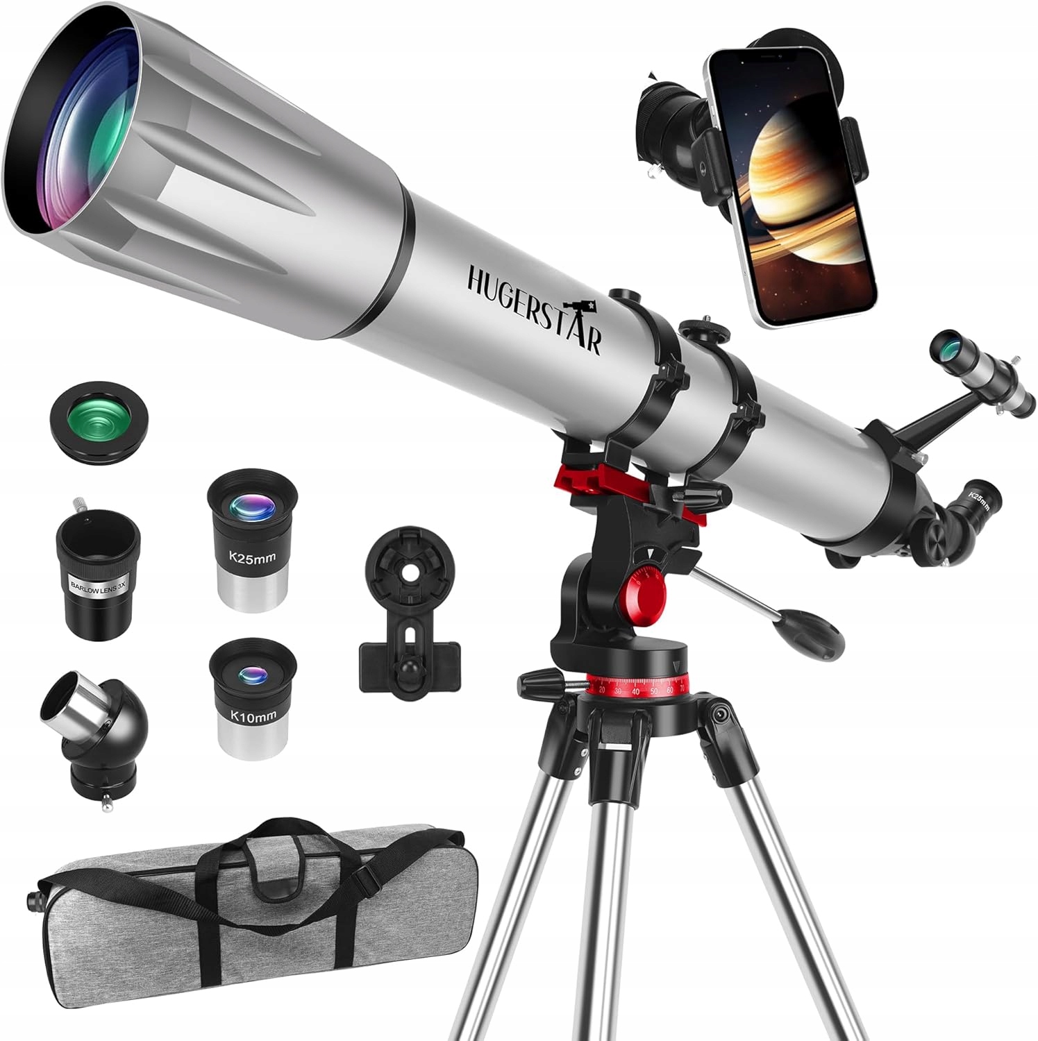 Astronomický dalekohled 90900 90/900 mm 36-450 x stativový adaptér pro telefon