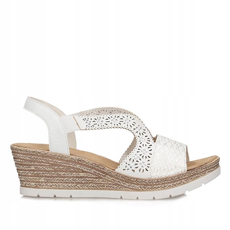 Dámské sandály Rieker 61916-80 bílé s zasouvacími podpatky