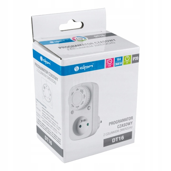 Programator czasowy analogowy czujnik zmierzchu Model DT16