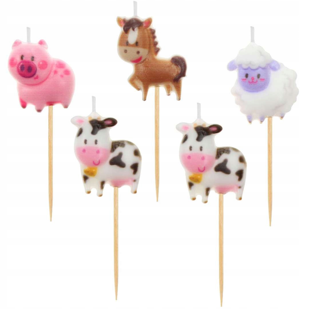 ŚWIECZKI na tort FARMA zwierzątka PIKERY urodziny