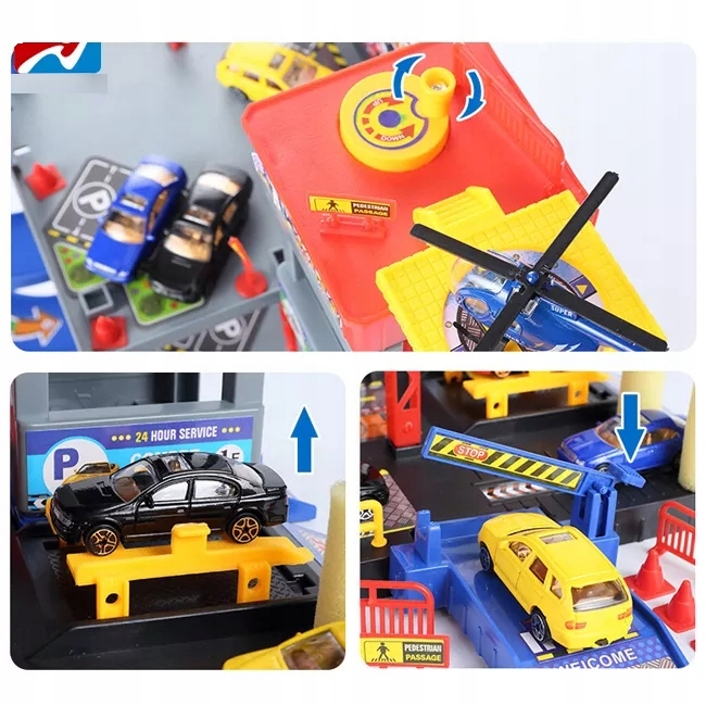 DUŻY GARAŻ PIĘTROWY PARKING AUTKA HELIKOPTER WINDA Wysokość produktu 44 cm