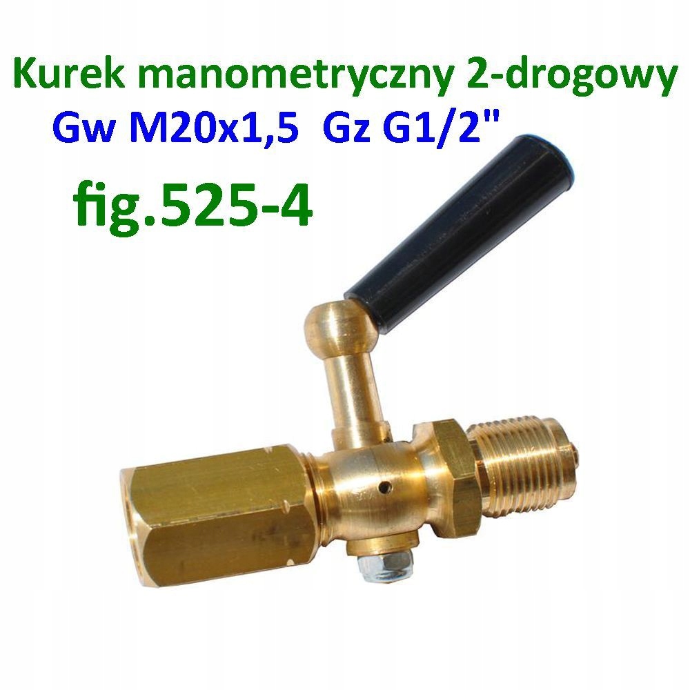 Gw M20x1,5 Gz G1/2" Kurek Manometryczny mosiądz fig.525-4 16BAR/120°C