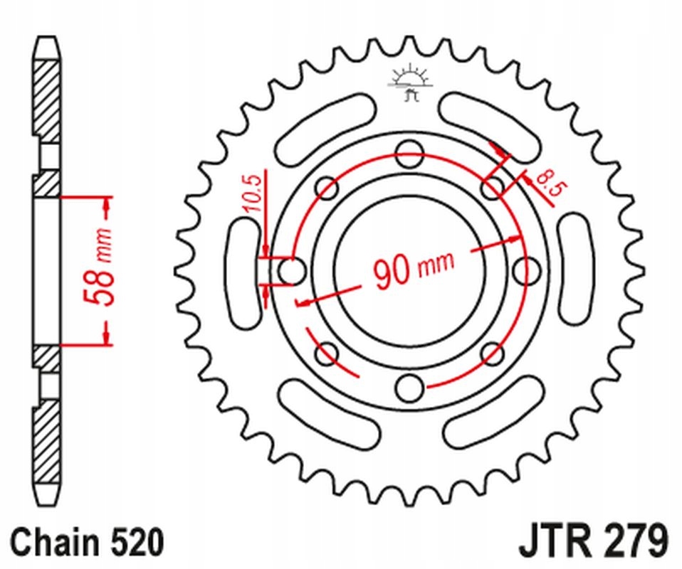 Jt Zębatka Tylna 279 32 Honda Cb 250 Two Fifty, Nighthawk '92-'02, CMX250 R