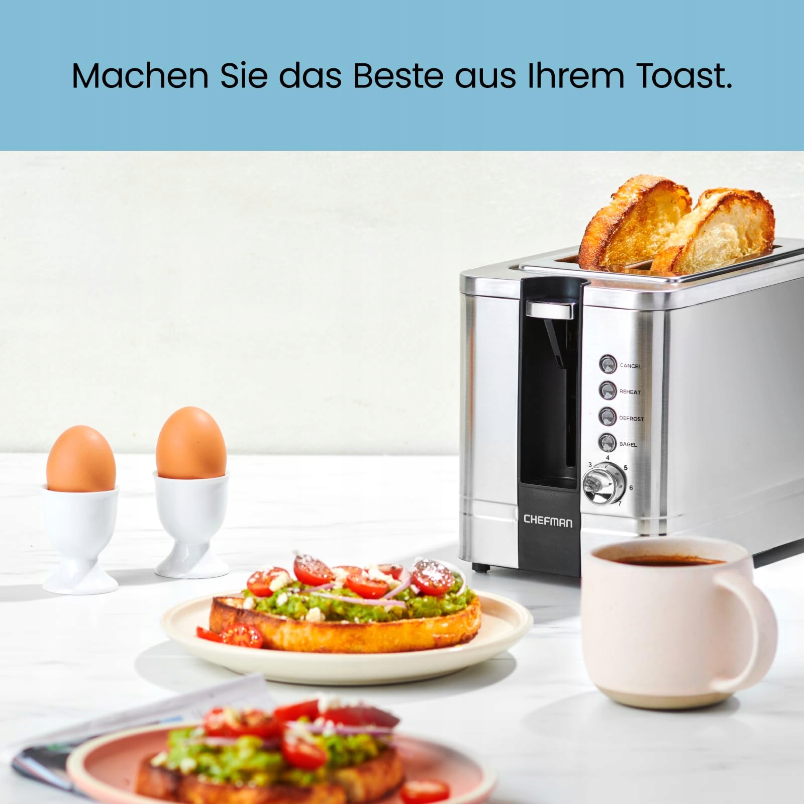 CHEFMAN Toster Stalowy 2-Slotowy 7 Ustawień Szerokie Szczeliny Bagel — miniatura 6