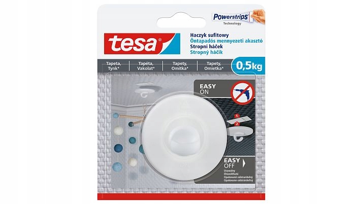 

Tesa Sufitowy haczyk samoprzylepny 0,5kg do tapet