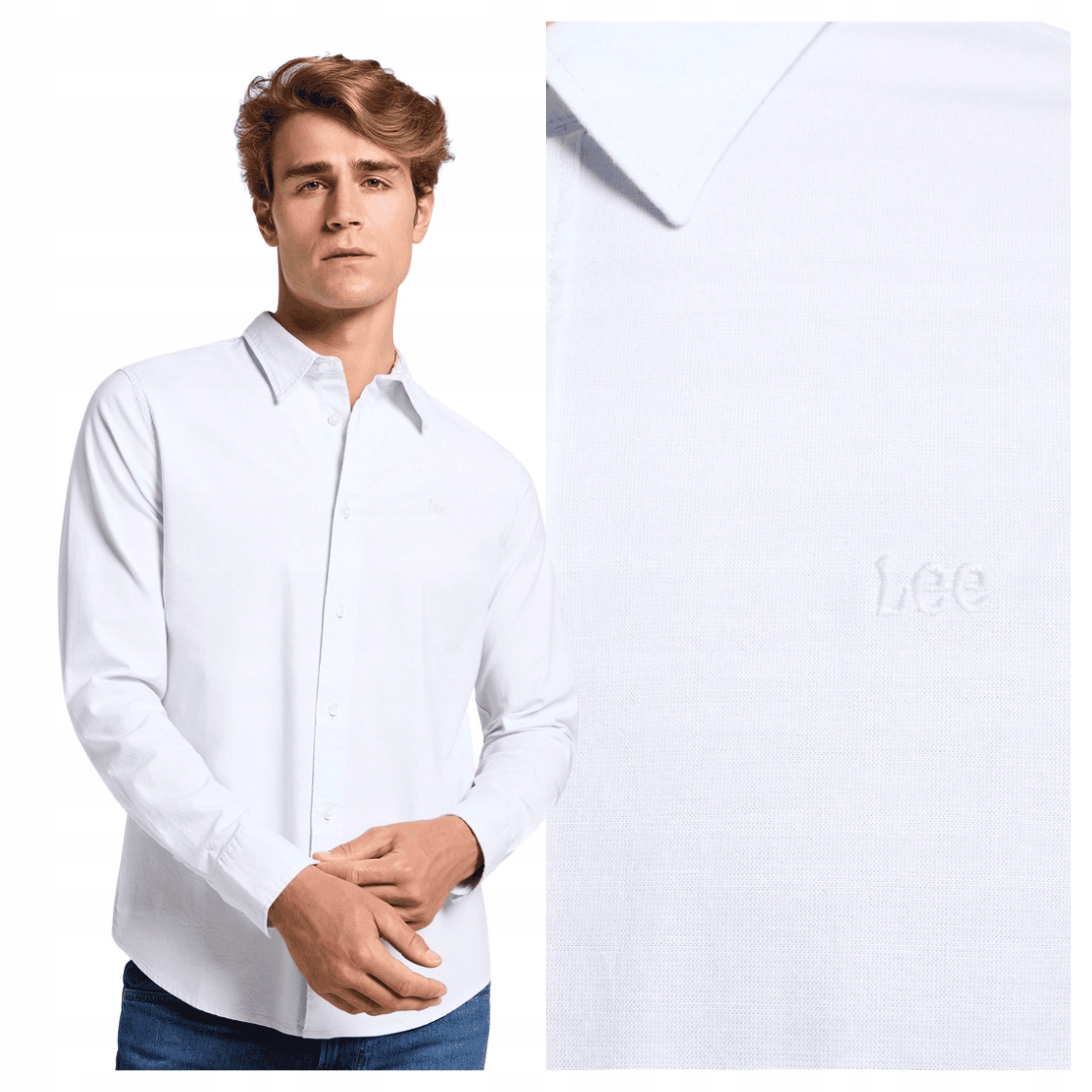 Pánská košile Lee Patch Shirt Modro-bílá bavlněná klasická M