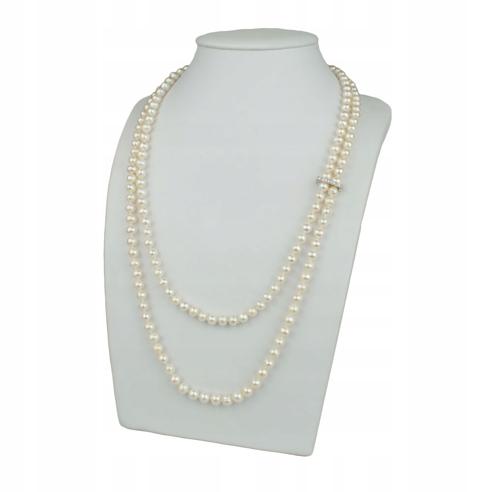 Šňůrka Perel S Ozdobnou Stříbrnou Sponkou Se Zirkony