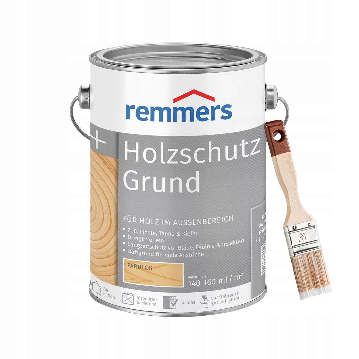 Bandloo Zestaw Remmers Holzschutz-Grund 2,5L pędzel Ochrona drewna