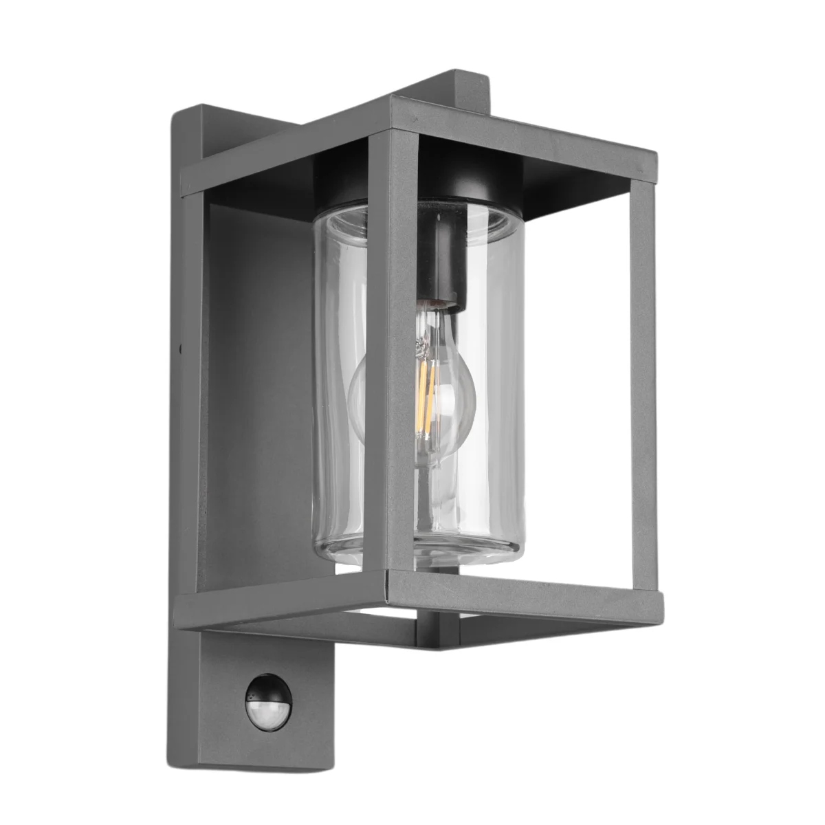 Trio Fasádní nástěnné svítidlo Lunga Antracit E27 IP44 Snímač pohybu