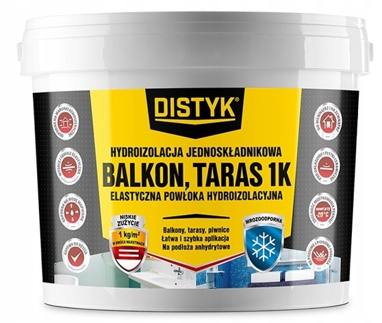

Hydroizolacja Distyk 1K- Balkon, Taras 5 kg 5m2