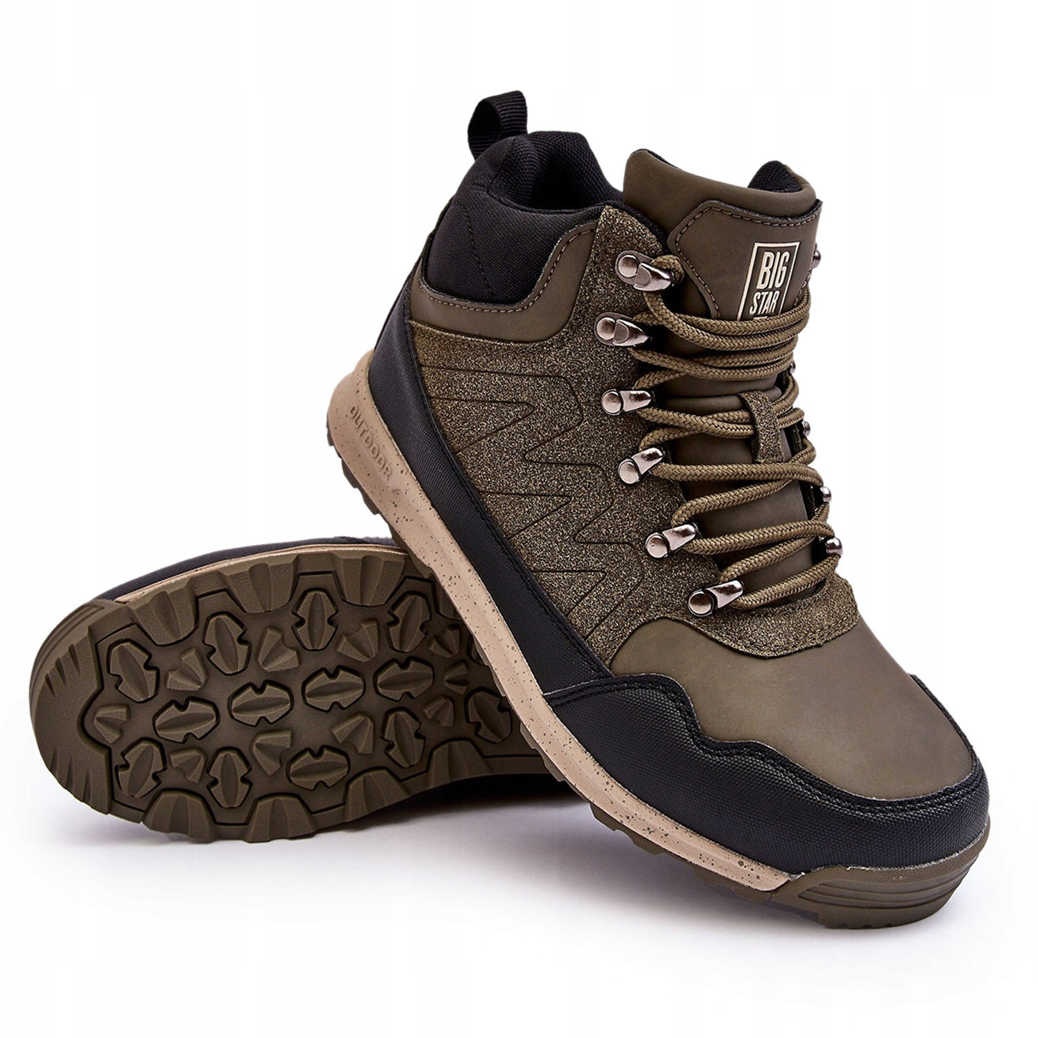 Buty Trekkingowe Ocieplane Damskie Sznurowane Big Star MM274480 Khaki 41