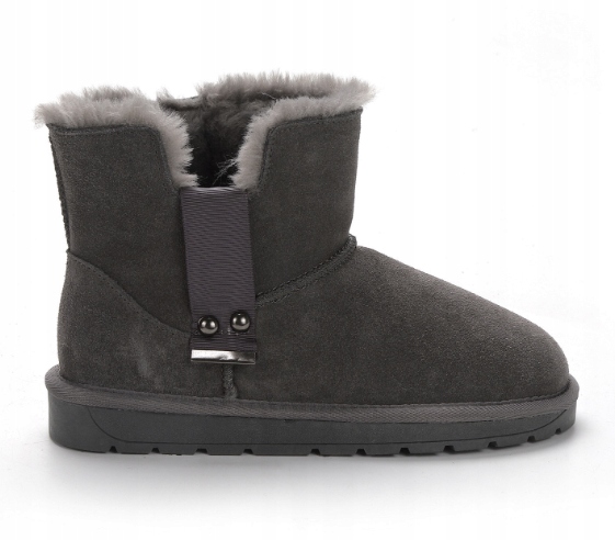 Nicebay Šedé Zimní Sněhule S Kožešinou A Ozdobnou Páskou 39 3DF