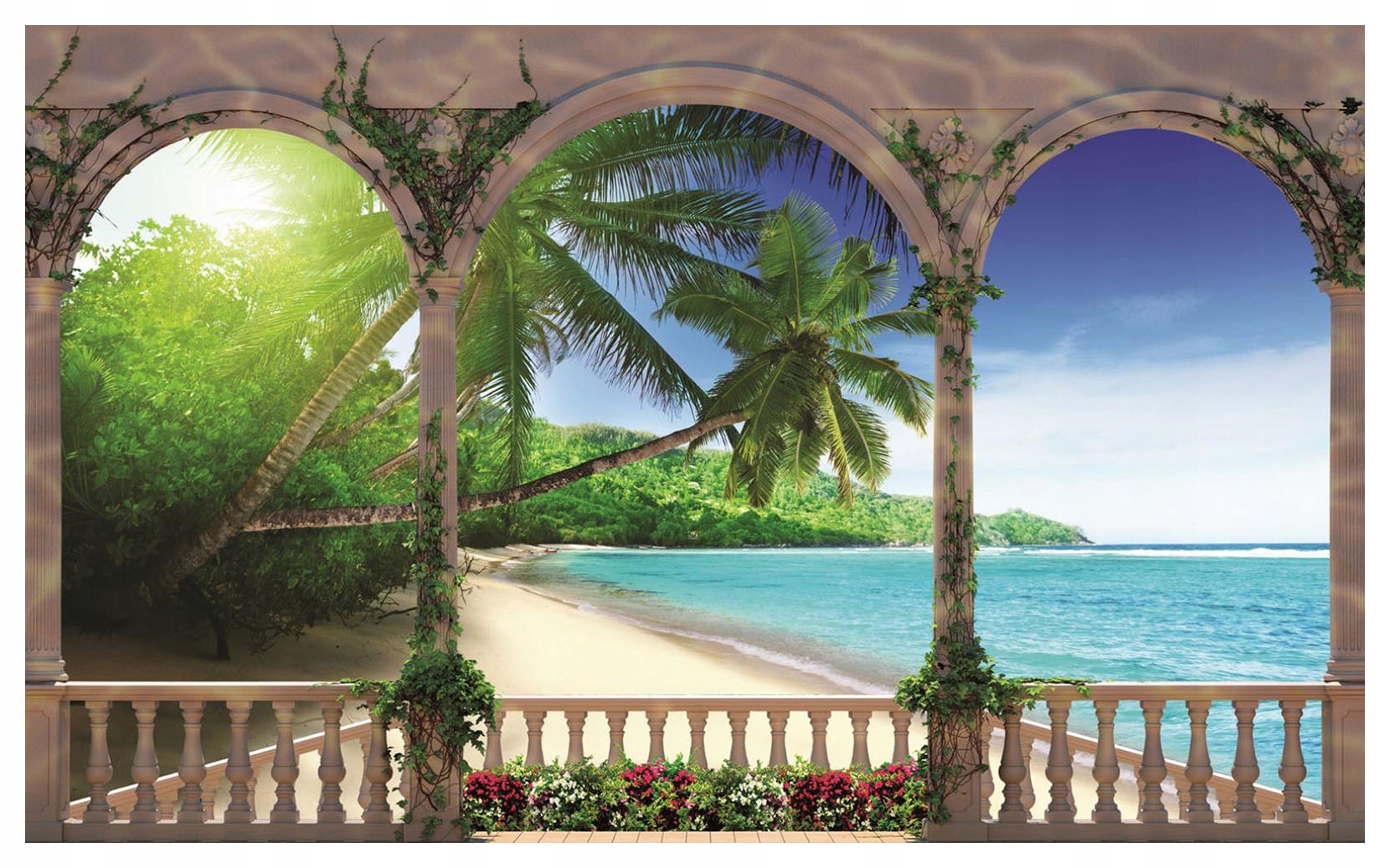 Fototapeta Oblúky More Kvety Palmy vinylová 254x184 lepidlo