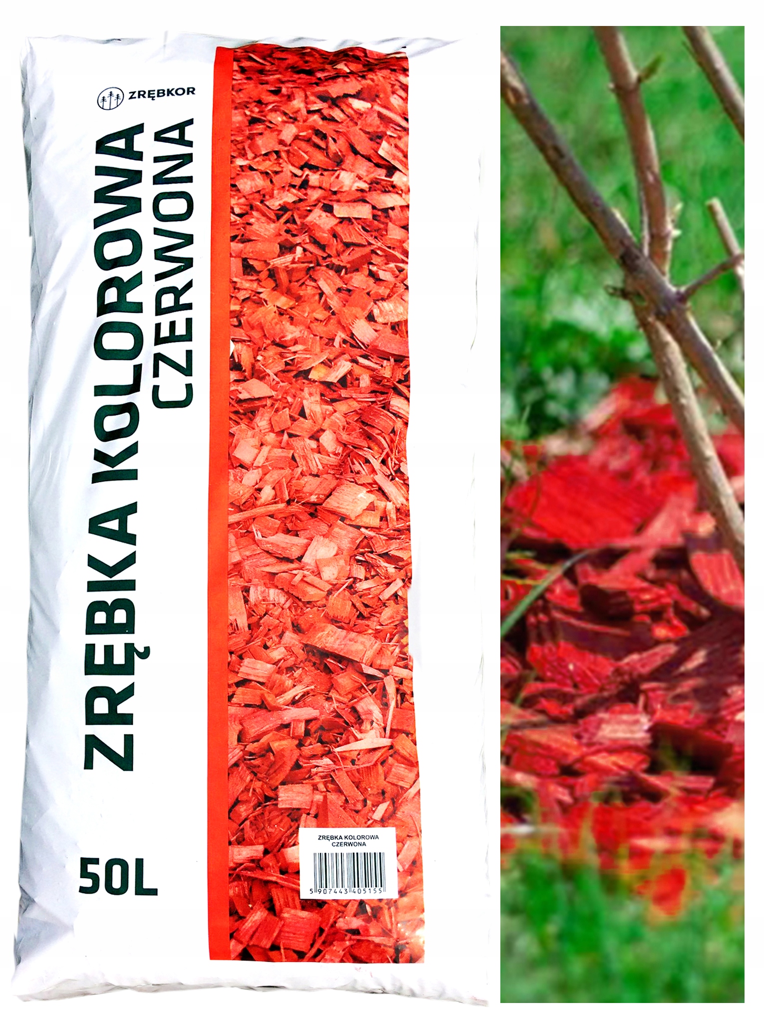 

Zrębki Ozdobne Kora Kolorowa 50L Zrębka Czerwona
