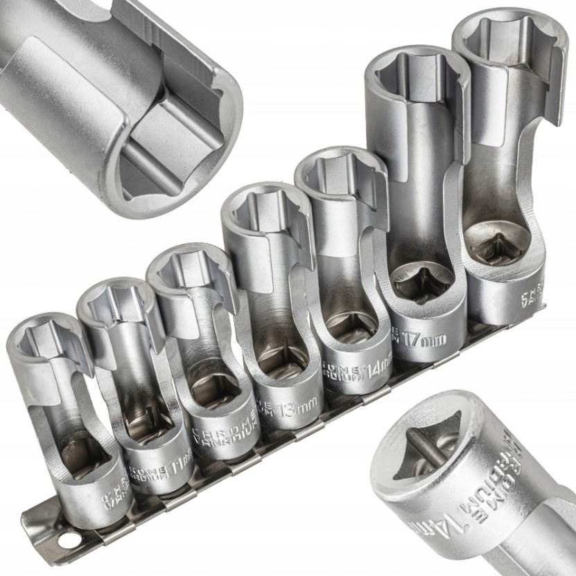 Zestaw 7 Otwartych Nasadek Kluczy Do Przewodów Czujników Crv 3/8" 10-19 MM