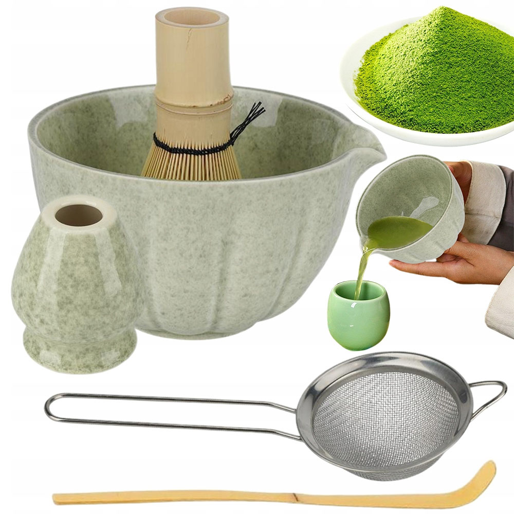 Levně Japonská sada na matchu Keramická chawan šlehací metla, snadné čištění