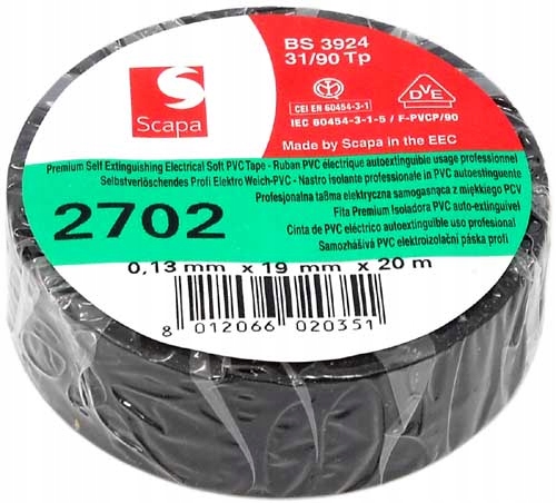 

Taśma Izolacyjna Scapa Pcv 2702 19mmx20m czarna