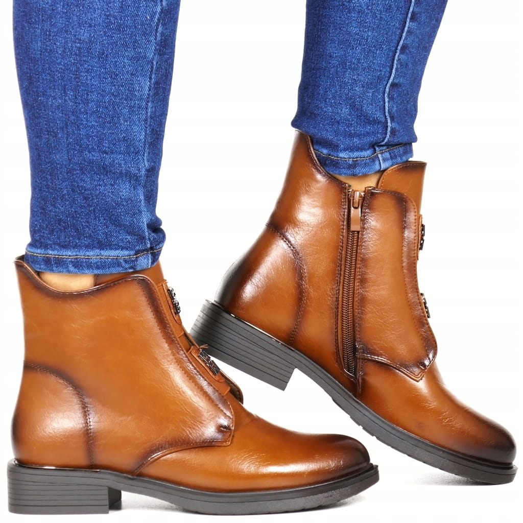 Dámské Kotníkové Boty Na Ploché Podrážce, Hnědé, S Gumičkami, Pohodlné, New