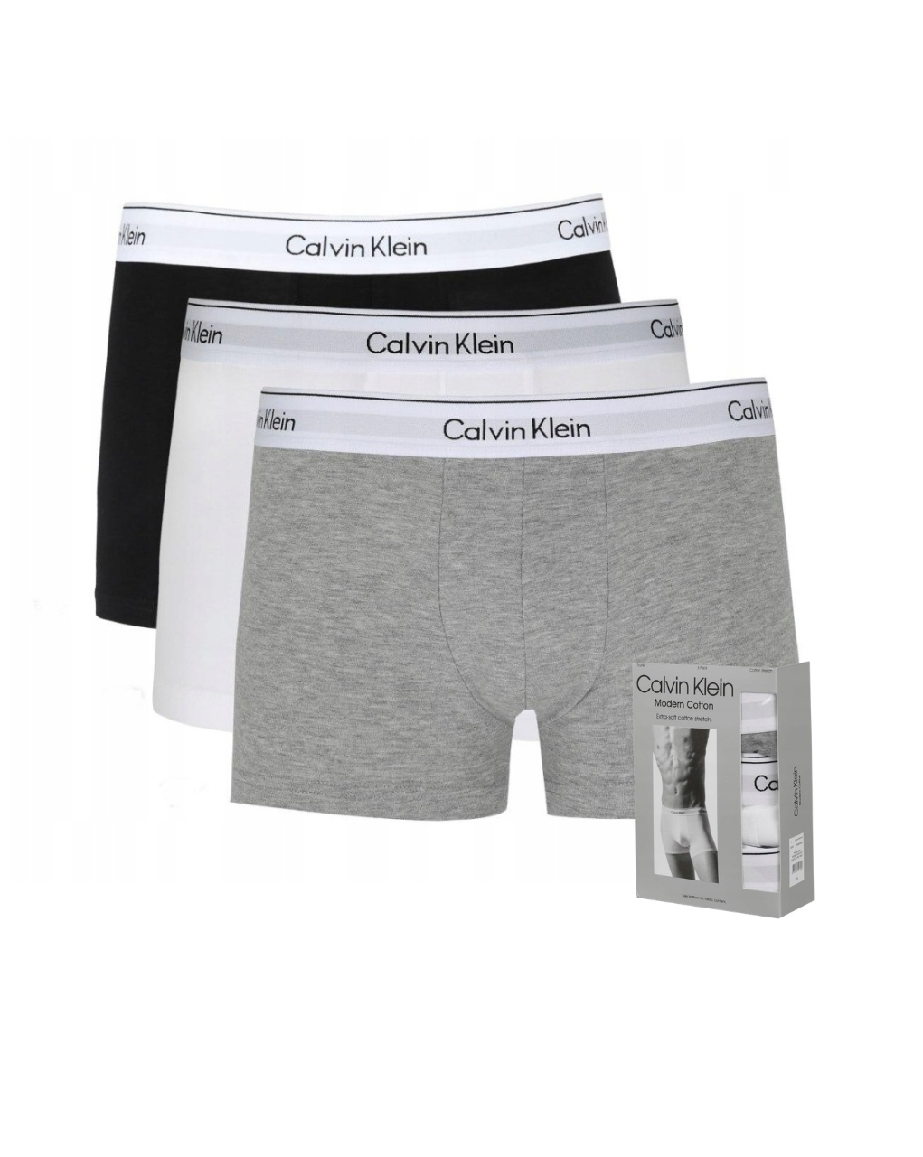 Calvin Klein Modern Cotton Spodní Prádlo Boxerky (3 Páry) Black White Gry vel. XL