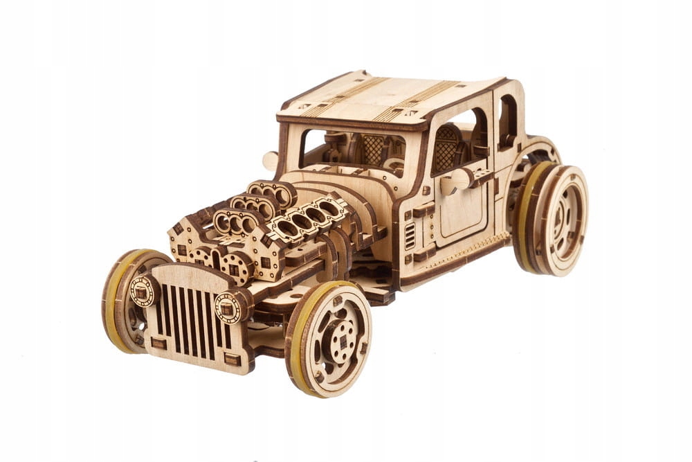 Hot Rod Furious Mouse samochód Ugears model 3D