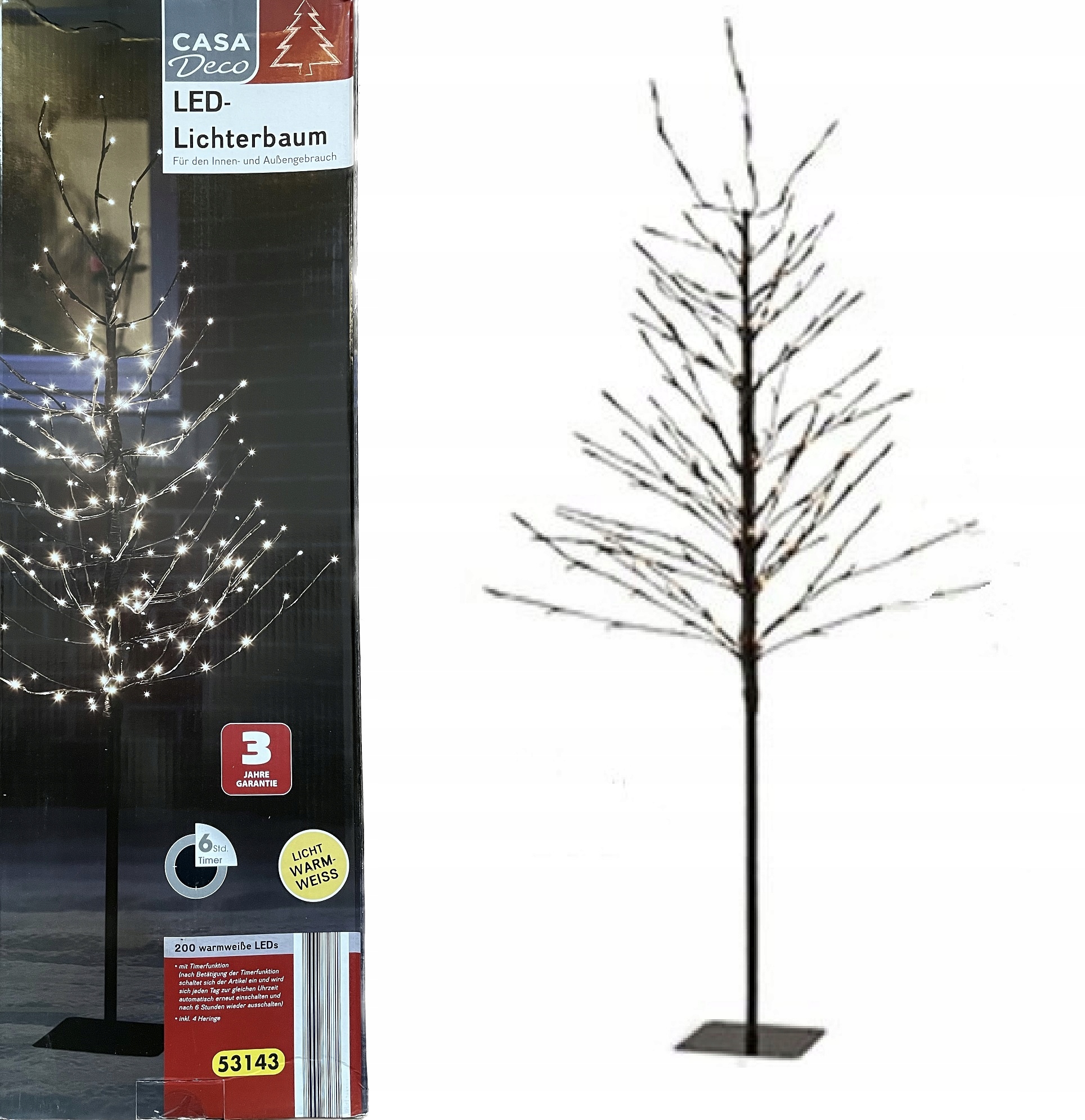 

Świecące drzewko Led Ciepła Biel IP44 150 cm 200 L