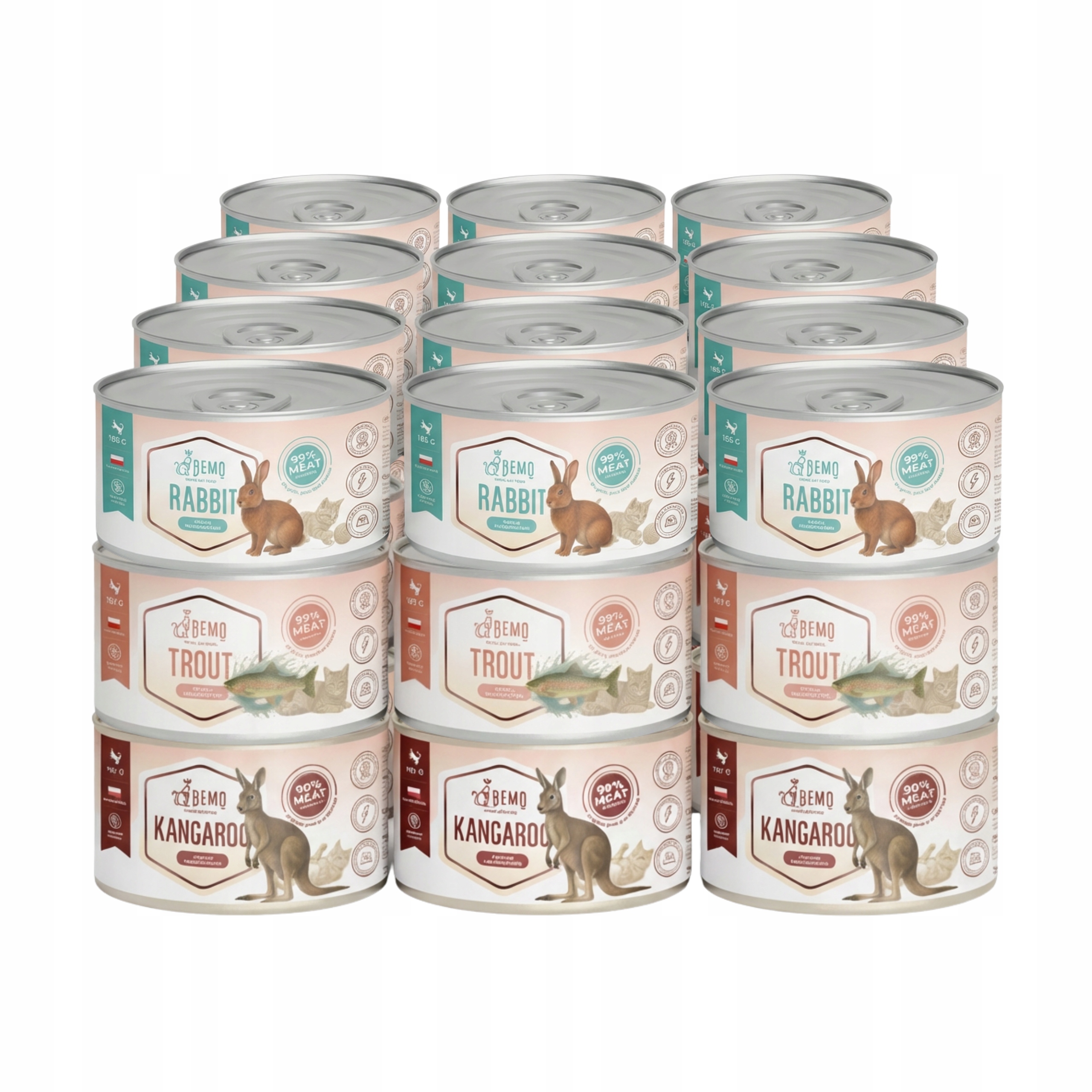 Levně Krmivo mokré pro kočky konzerva Bemo Cat 36x185 g mix chutí hypoalergenní