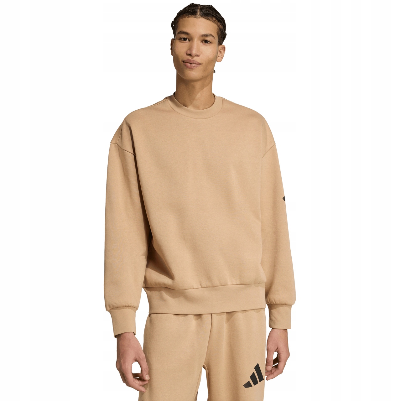 Pánská mikina adidas Essentials Loose Fit 3 Bar Logo béžová JX5668 Velikost L