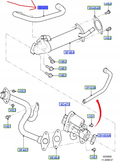 PRZEWOD CHLODNICY EGR FORD TRANSIT Mk6 2 2 TDCI