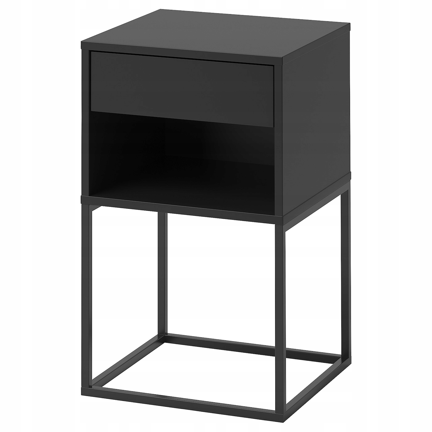 Noční stolek Vikhammer černý minimalistický 40x39 cm