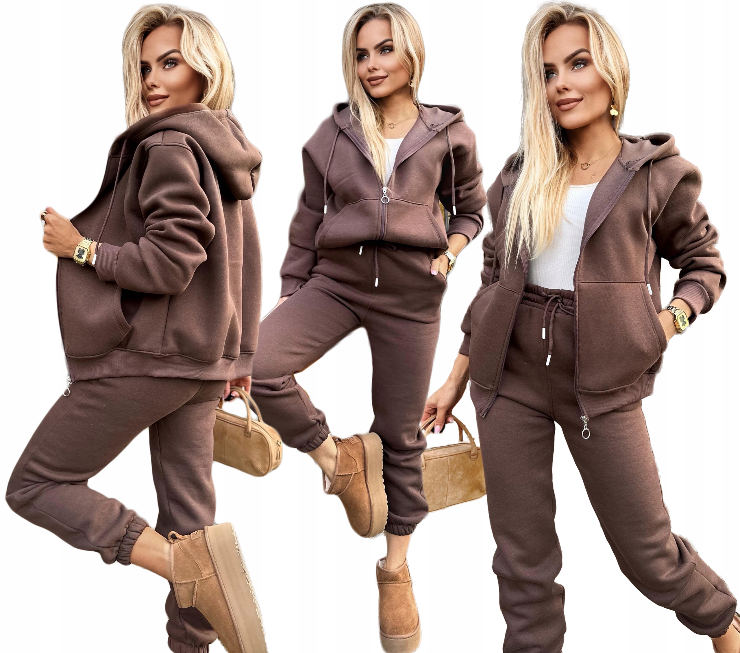 Čokoládový tepláková souprava Teplákovka, kalhoty, rozepínací mikina, velikost XL, Marcela