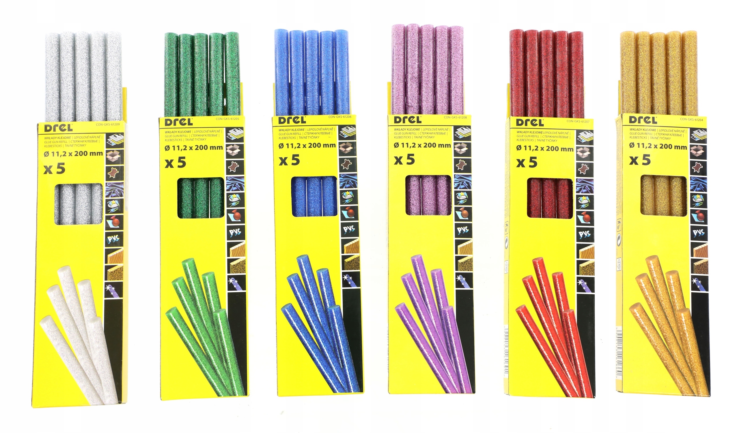 KLEJ DO PISTOLETU WKŁAD NA GORĄCO BROKAT 11,2x200 mm ZŁOTY ZESTAW 5szt Liczba sztuk 5 szt.