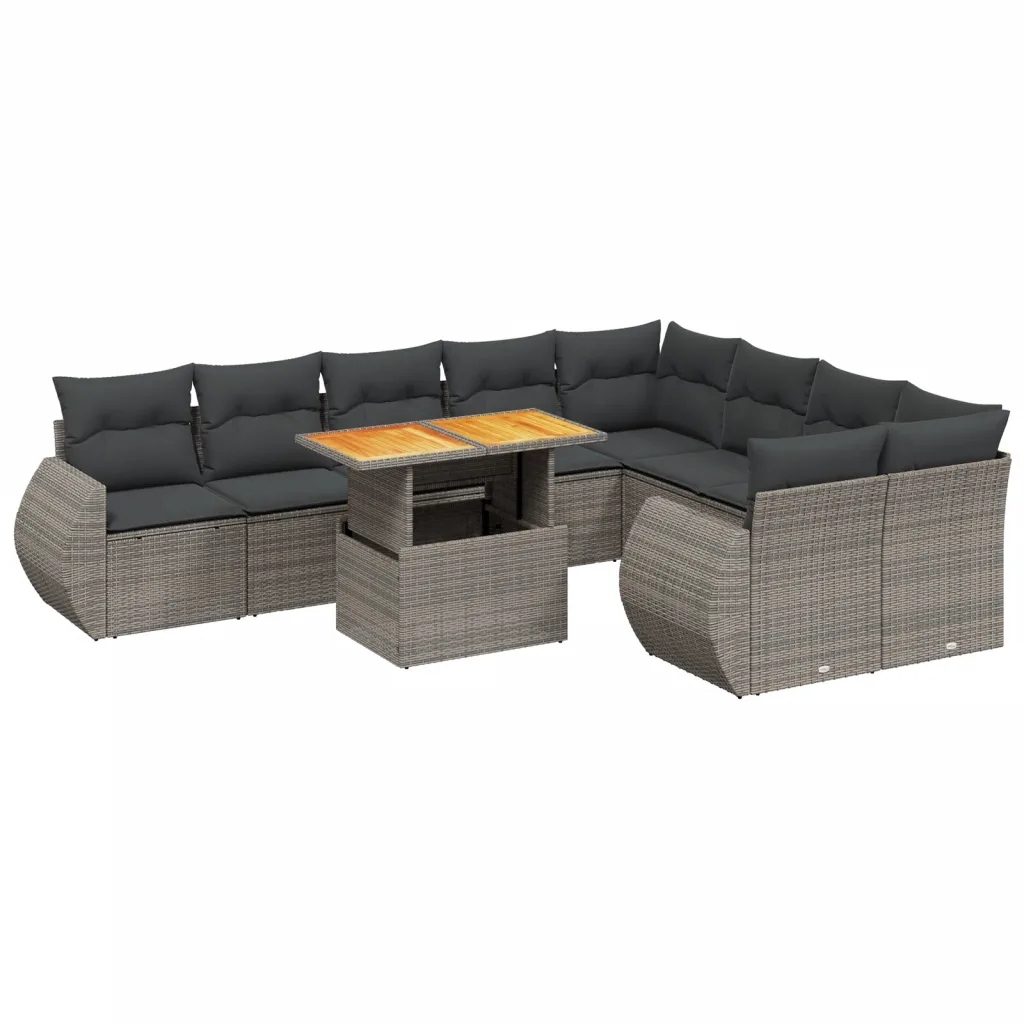 Set zahradního nábytku technorattan vidaXL šedý 10 el.