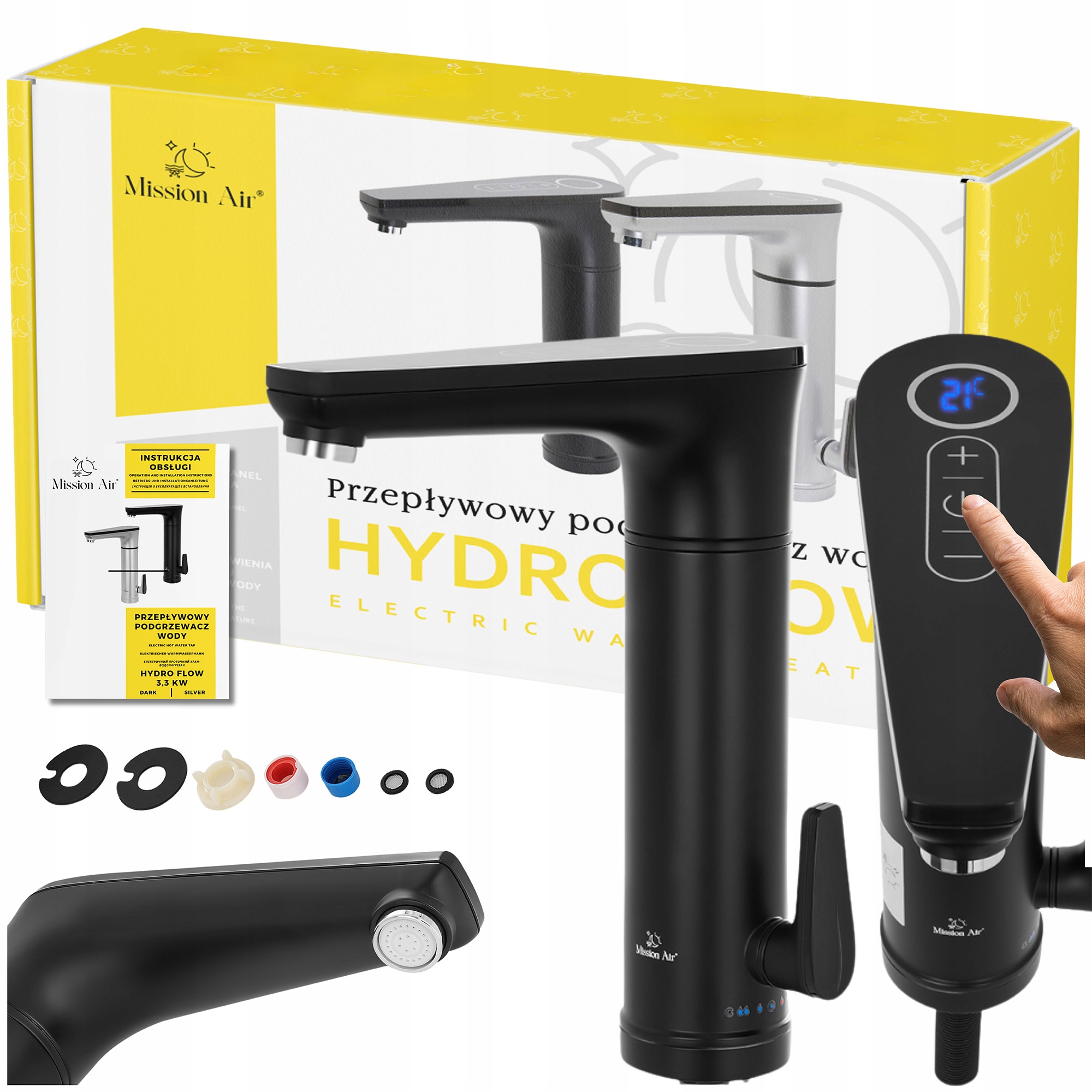 Prietokový elektrický kohútikový ohrievač vody Mission Air 3,3 kW LCD