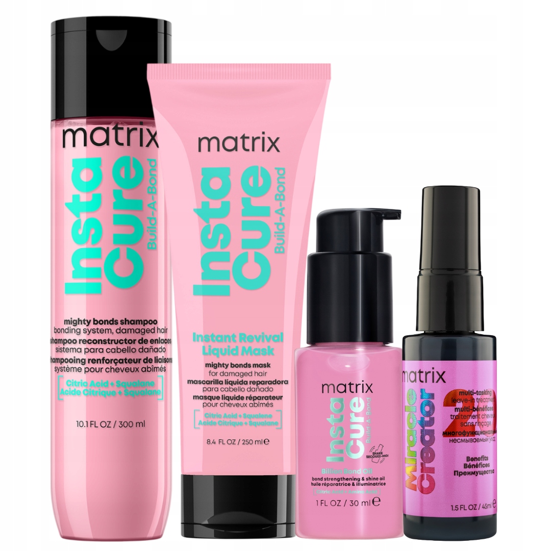 Zestaw Matrix Instacure Odbudowujący szampon, maska, olejek