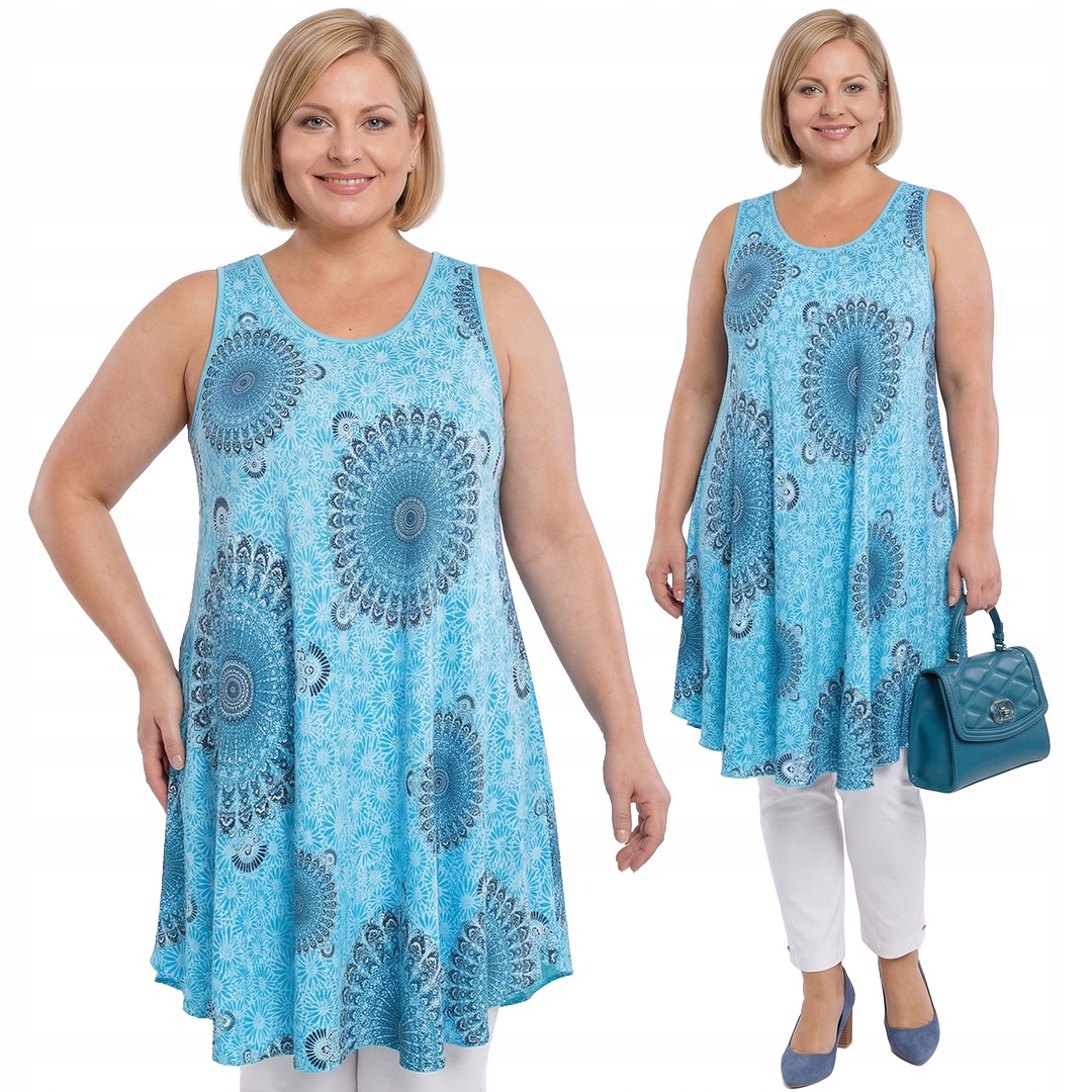 Světle modrá tunika s plus size vzory velikost 56/58/60