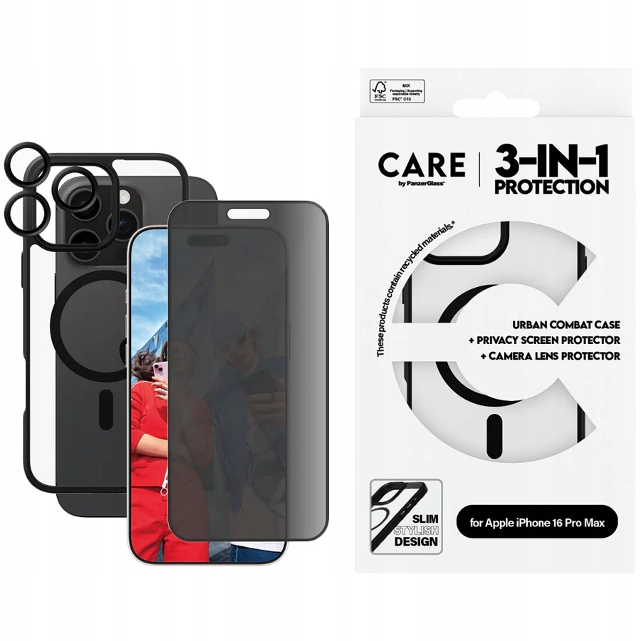 Zestaw ochronny PanzerGlass Care do Apple iPhone 16 Pro Max 3 szt.