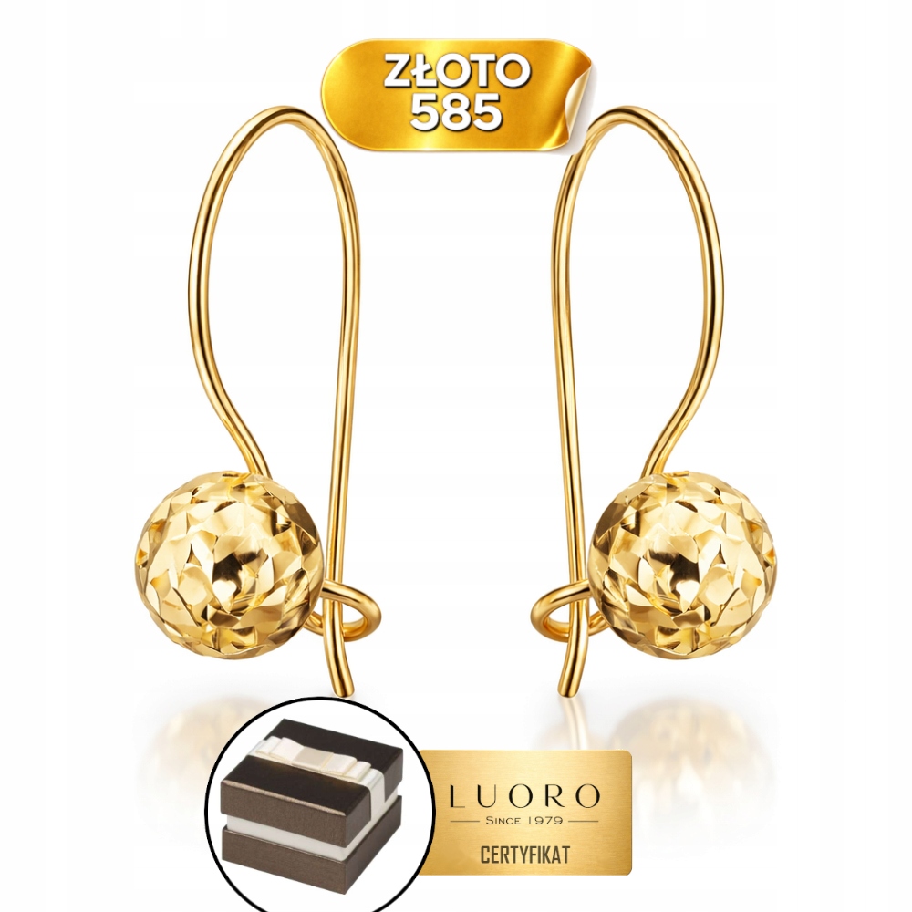 Náušnice Zlaté 585 14k Diamantové Kuličky Na Biglu Dárek