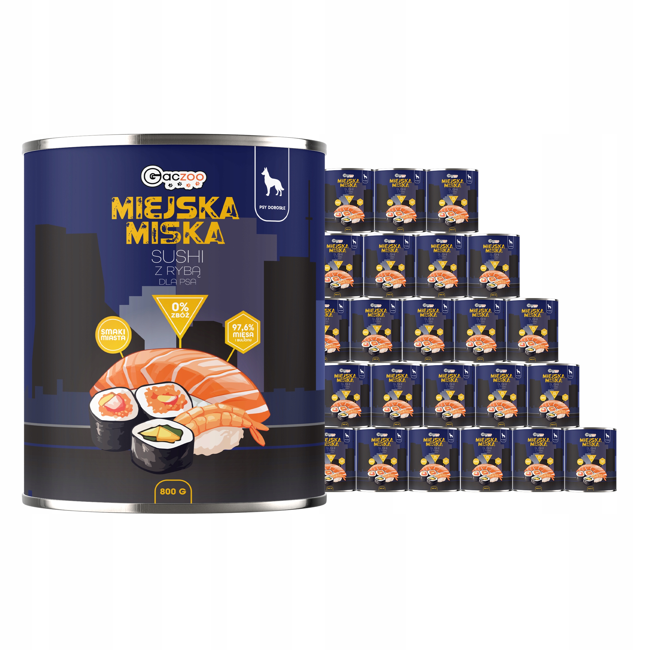 Levně Krmivo pro psa Městská miska Gaczoo Sushi s rybou 24 x 800 g bez obilovin