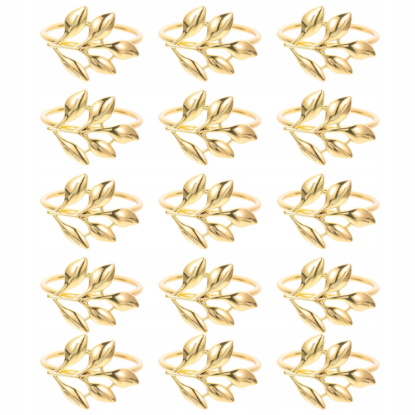 ZŁOTE DEKORACJE STOŁU LIŚCIE SERWETOWNICE JADALNIA