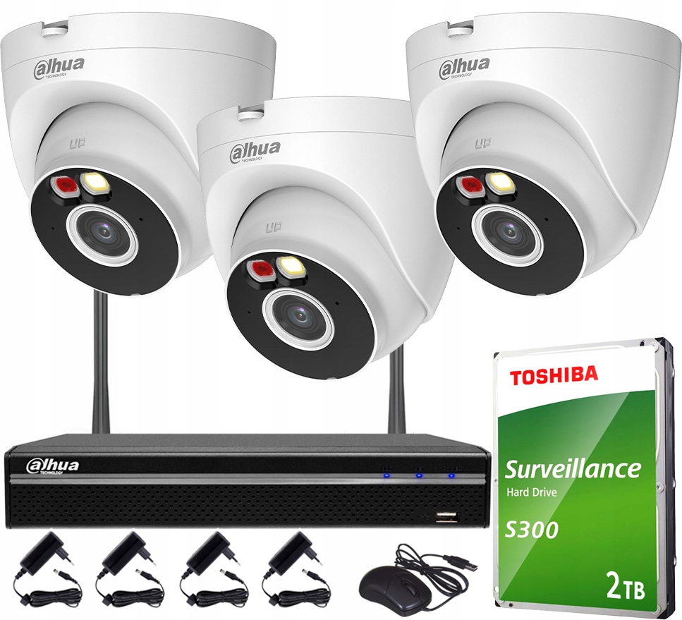 Sada monitorovania Wifi 4MPx Dahua 3 kamery T4A-PV Smart Dual Light Audio